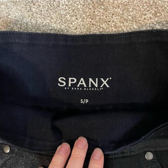SPANX Alexia Black Wax Denim Leggings - Picture 2 of 10